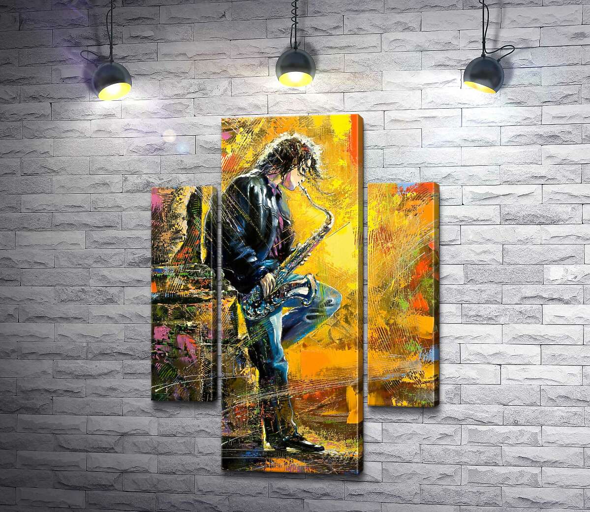 

Модульная картина ArtPoster Парень играет на саксофоне среди вечерней улицы 80x114 см Модуль №7