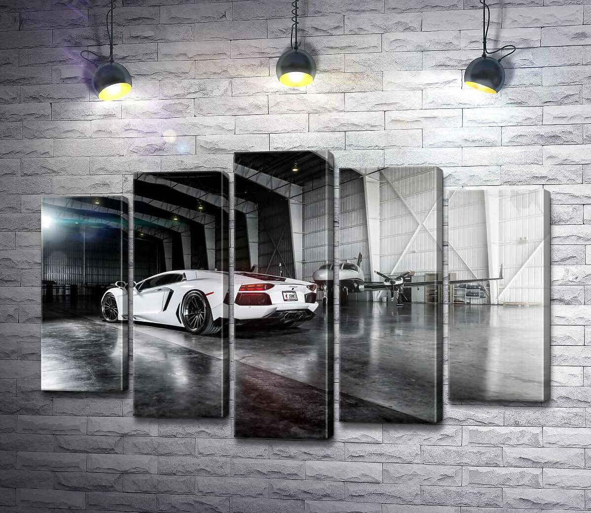 

Модульная картина ArtPoster Плавные изгибы сторон в белом автомобиле Ламборгини (Lamborghini Aventador) 100x69 см Модуль №26