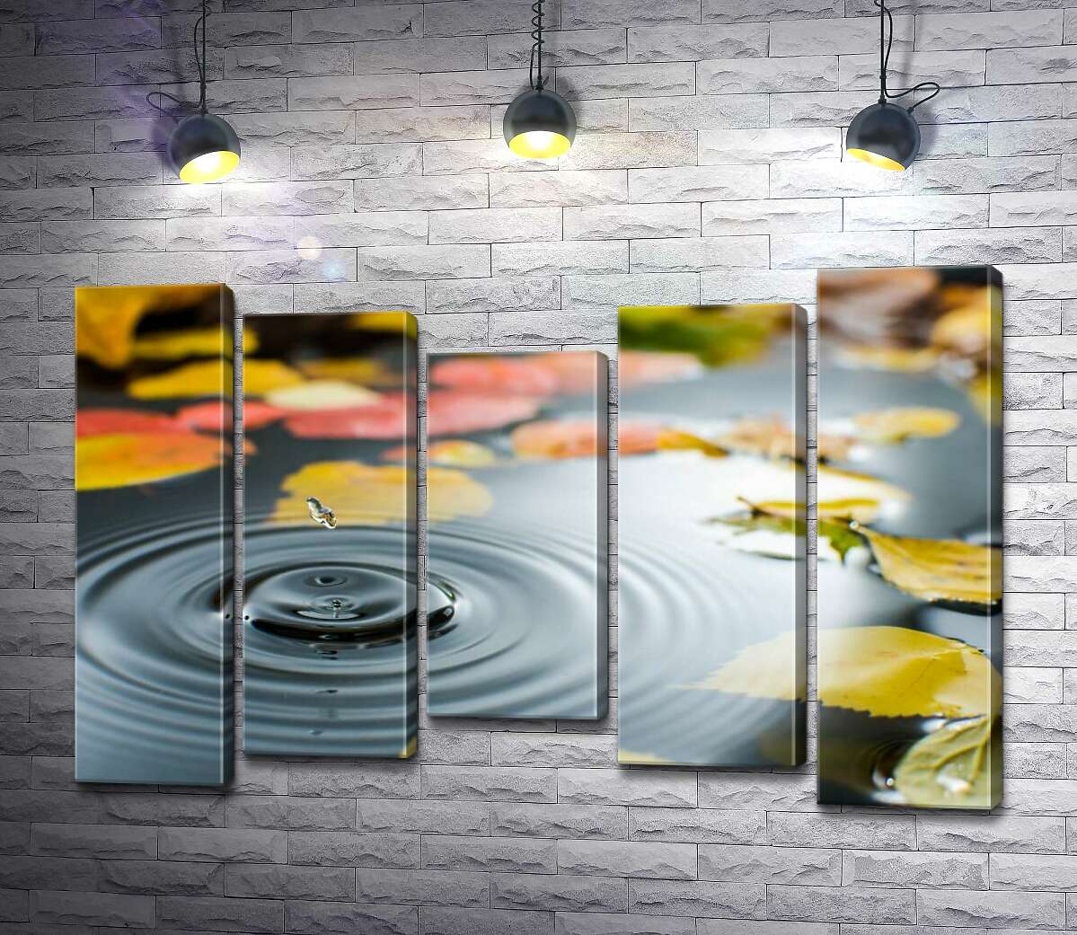 

Модульная картина ArtPoster Первая дождевая капля потревожила ровную поверхность осенней лужи 100x68 см Модуль №28