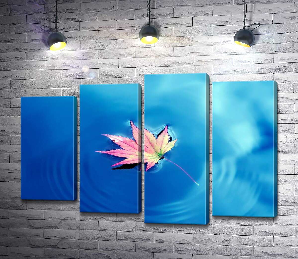 

Модульная картина ArtPoster Осенний лист плавает на небесно голубой воде 80x54 см Модуль №21