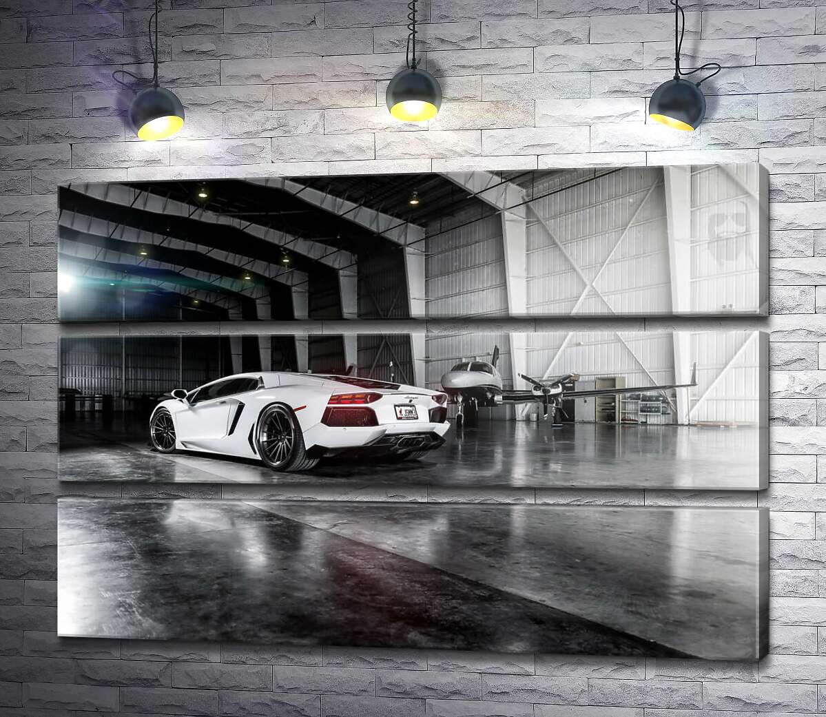 

Модульная картина ArtPoster Плавные изгибы сторон в белом автомобиле Ламборгини (Lamborghini Aventador) 100x69 см Модуль №13
