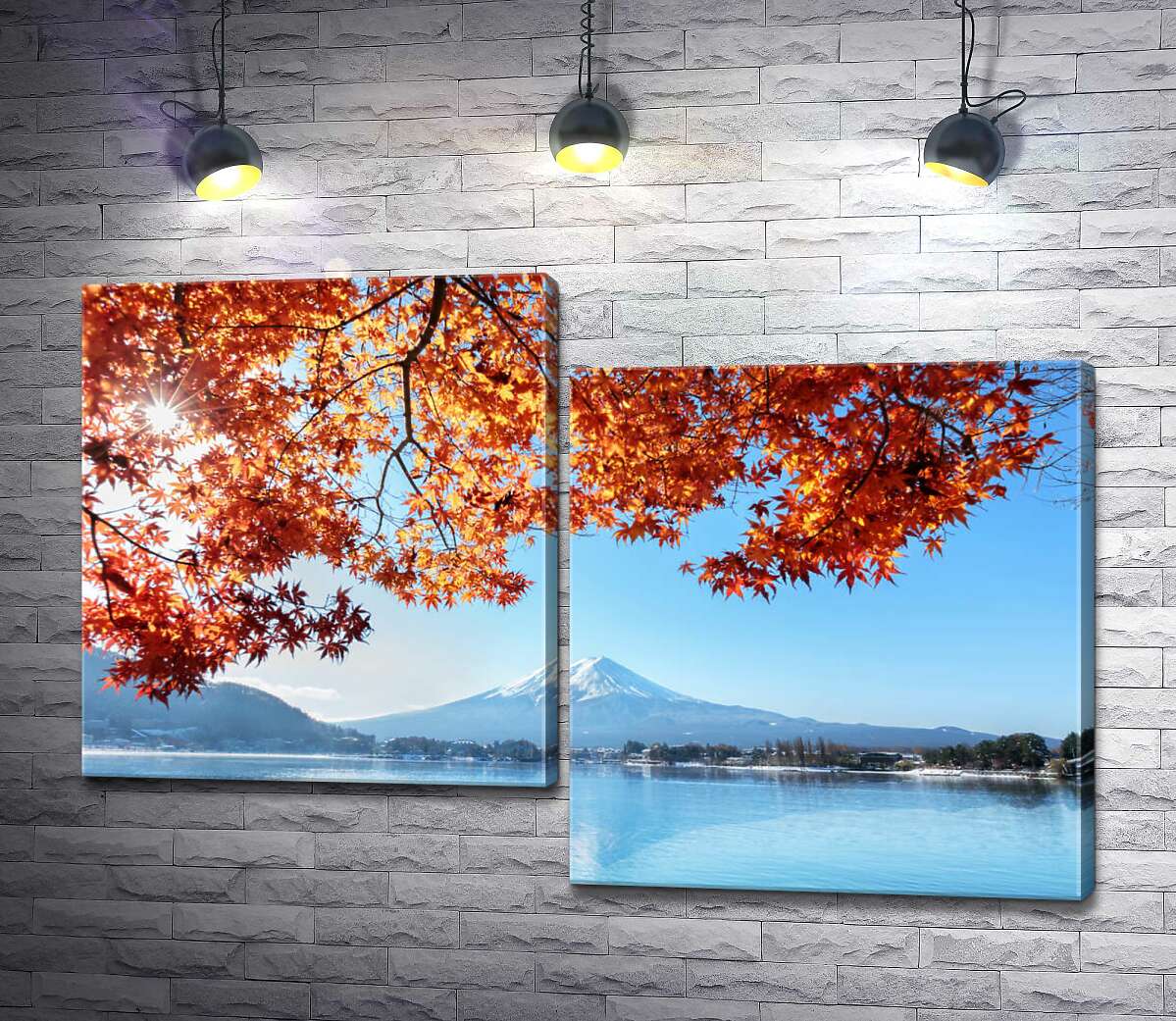 

Модульная картина ArtPoster Осенний вид на гору Фудзи (Mount Fuji) из вод озера 100x68 см Модуль №5