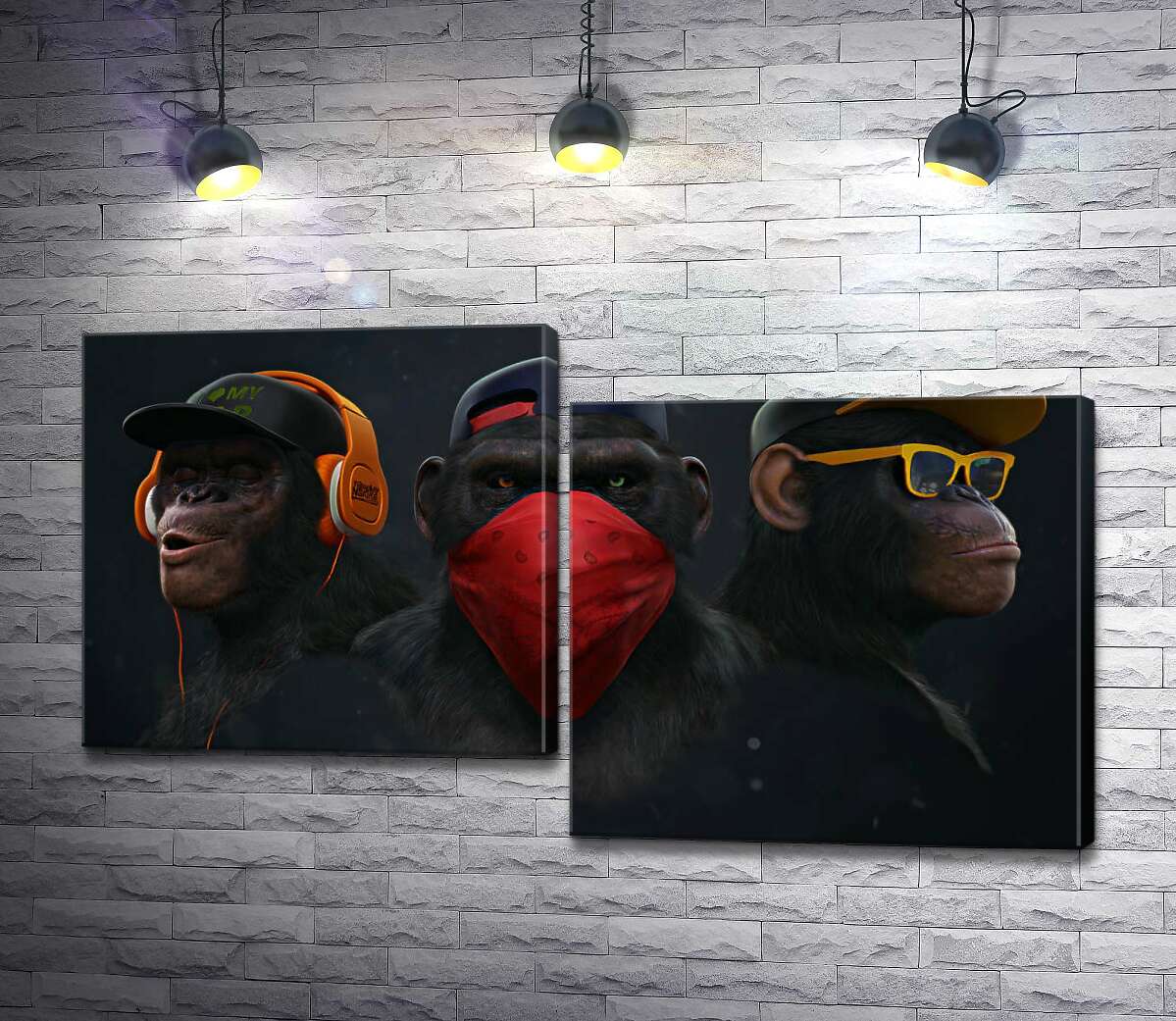 

Модульная картина ArtPoster Портреты горилл "на стиле" 100x57 см Модуль №5