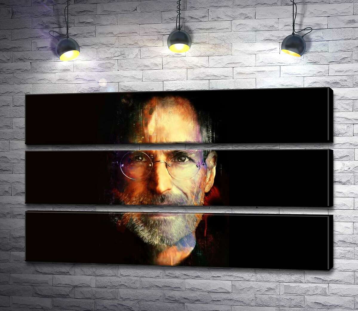 

Модульная картина ArtPoster Портрет Стива Джобса (Steve Jobs) на черном фоне 107x60 см Модуль №13