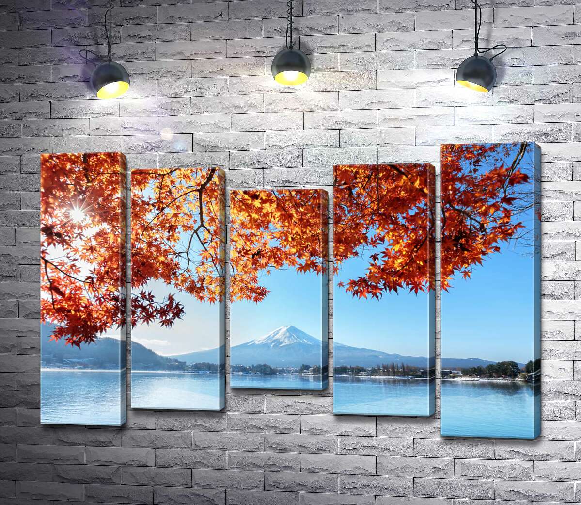

Модульная картина ArtPoster Осенний вид на гору Фудзи (Mount Fuji) из вод озера 100x69 см Модуль №28