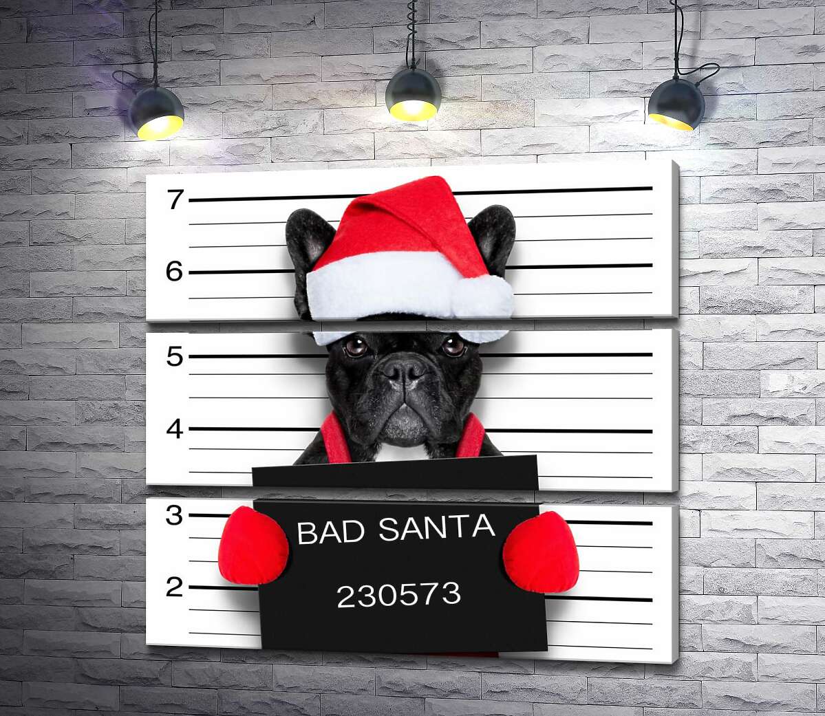 

Модульная картина ArtPoster Праздничный черный бульдог – "Bad Santa" 100x93 см Модуль №13
