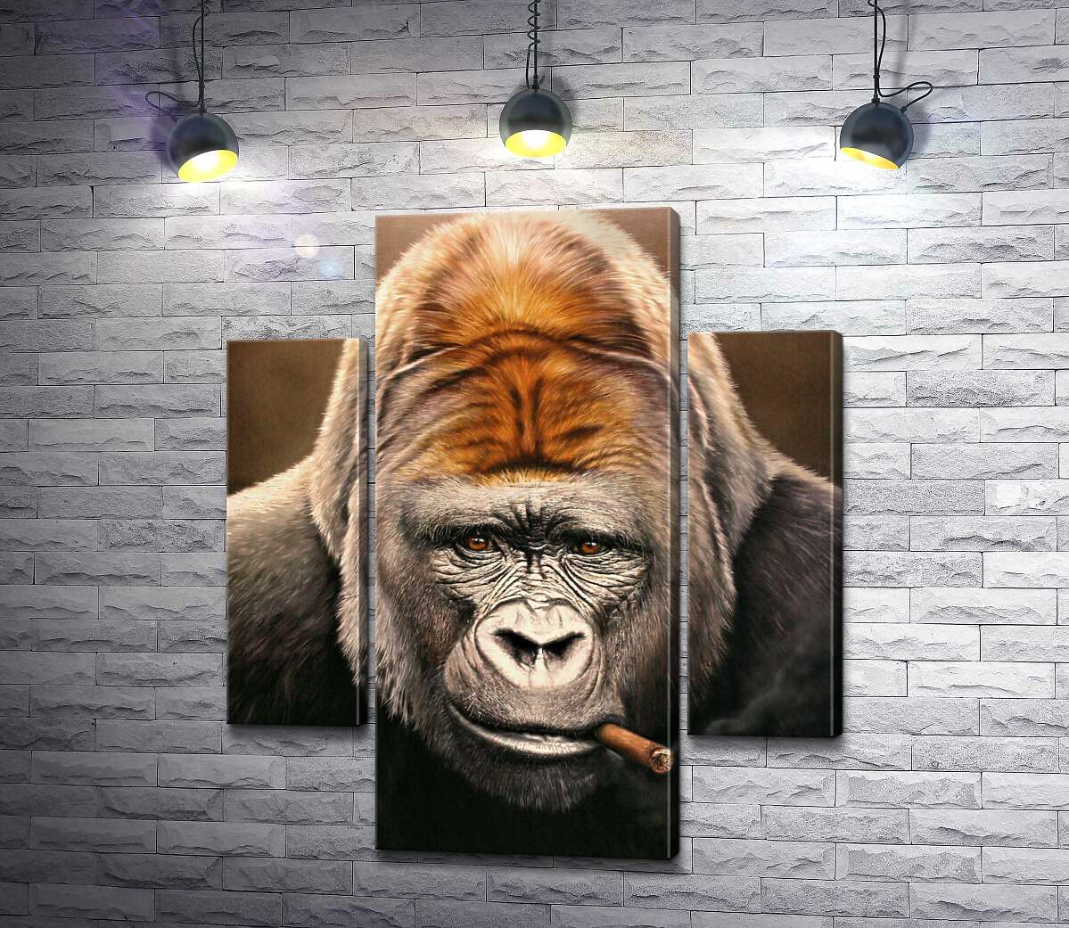 

Модульная картина ArtPoster Портрет гориллы, курящей сигару 131x154 см Модуль №7