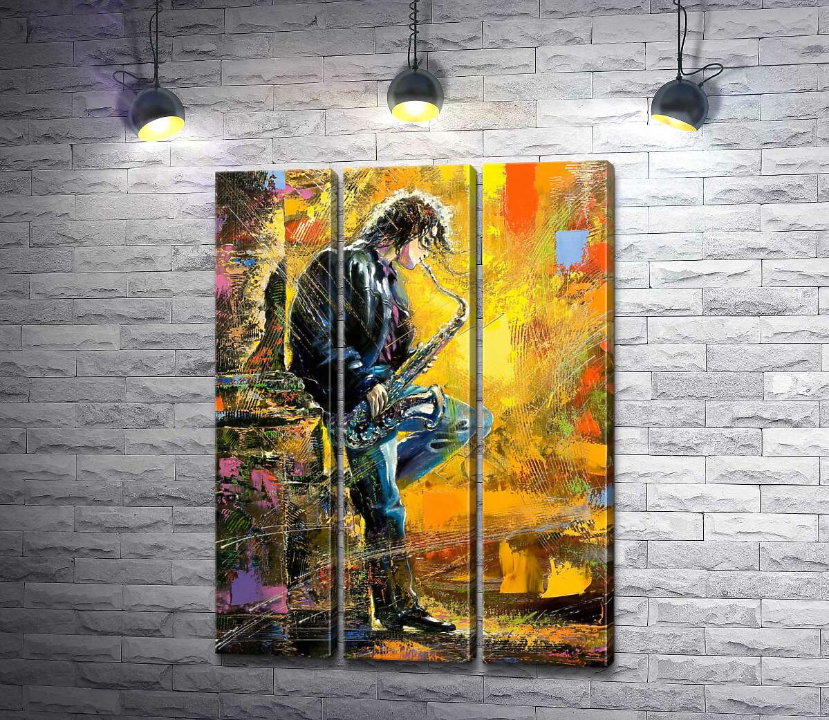 

Модульная картина ArtPoster Парень играет на саксофоне среди вечерней улицы 60x84 см Модуль №11