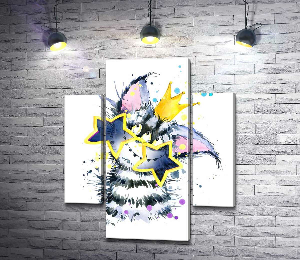 

Модульная картина ArtPoster Полосатый монстр в короне и звездных очках 131x155 см Модуль №7