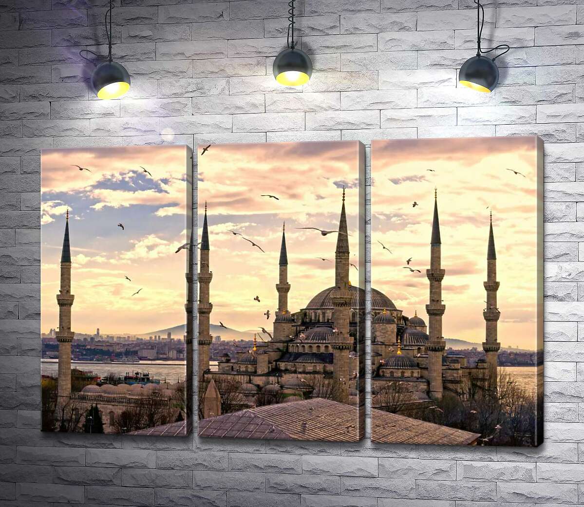 

Модульная картина ArtPoster Острые шпили Голубой мечети (Sultanahmet Camii) устремляются в небо Стамбула 102x67 см Модуль №11