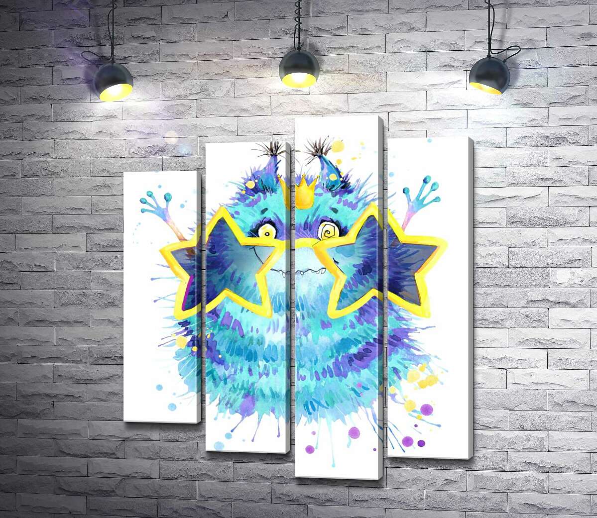 

Модульная картина ArtPoster Пушистый голубой монстр в звездных очках 80x97 см Модуль №21