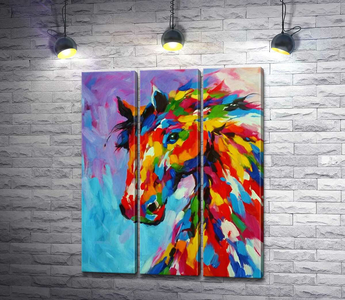 

Модульная картина ArtPoster Радужная грива коня игриво развевается 132x165 см Модуль №11