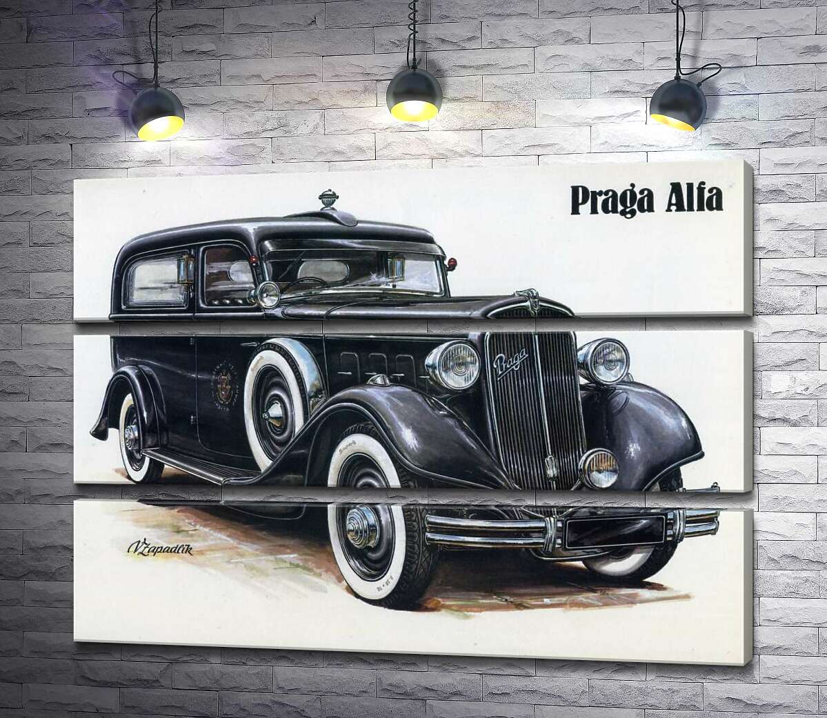 

Модульная картина ArtPoster Ретро-автомобиль Praga Alfa цвета черного оникса 100x72 см Модуль №13