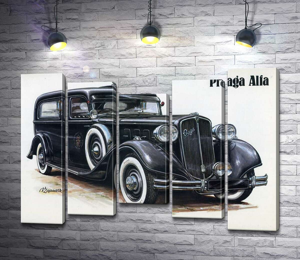 

Модульная картина ArtPoster Ретро-автомобиль Praga Alfa цвета черного оникса 100x73 см Модуль №28