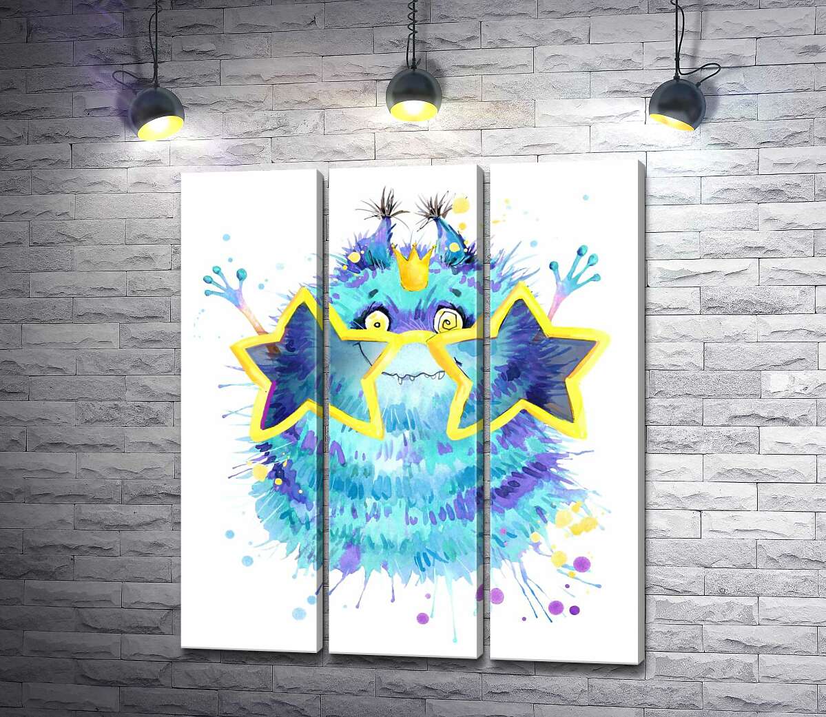 

Модульная картина ArtPoster Пушистый голубой монстр в звездных очках 132x154 см Модуль №11