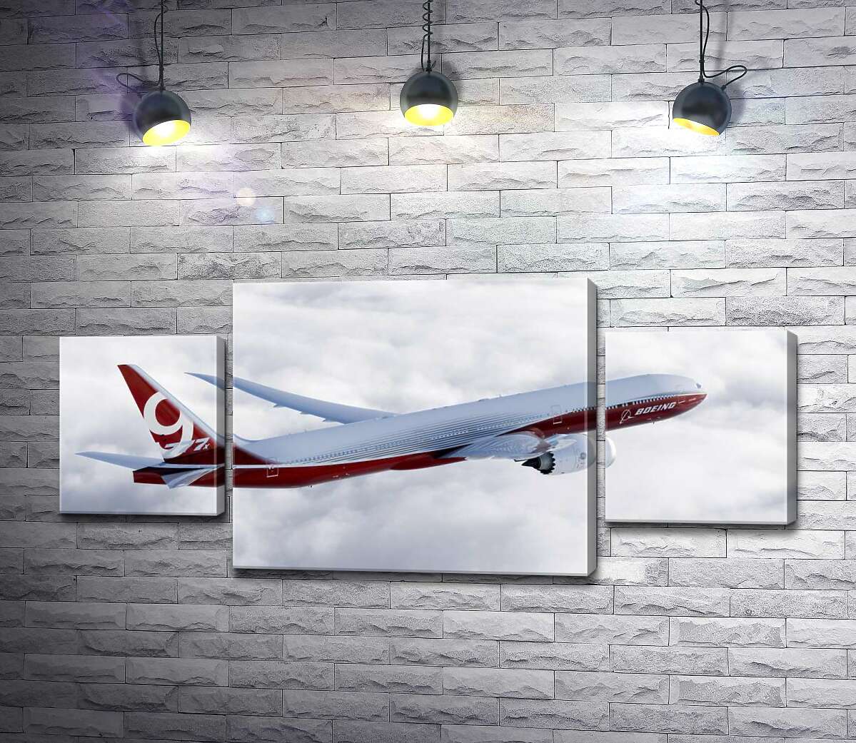 

Модульная картина ArtPoster Самолет Боинг уверенно разрезает облачное пространство 131x60 см Модуль №7