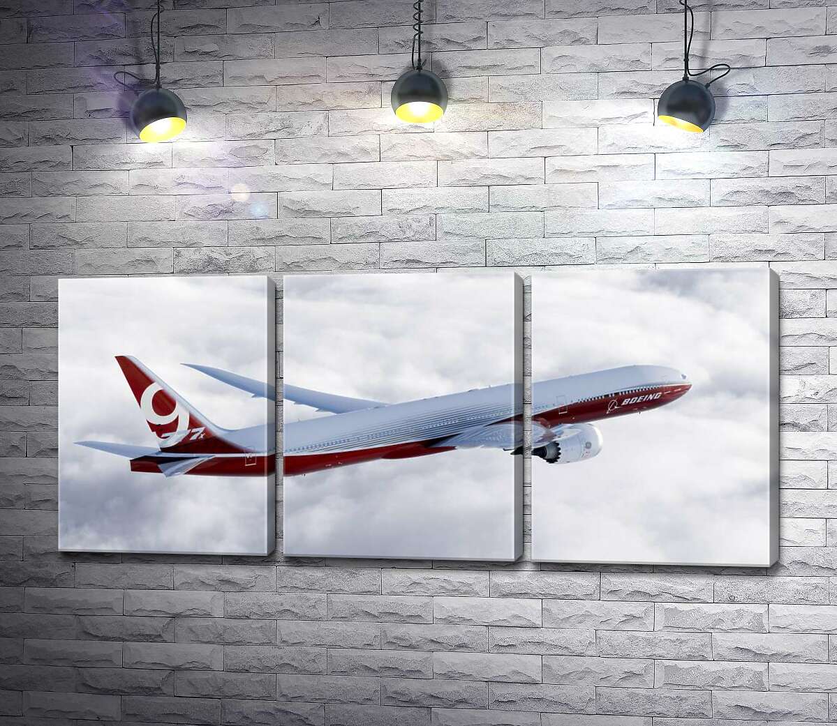 

Модульная картина ArtPoster Самолет Боинг уверенно разрезает облачное пространство 102x45 см Модуль №11