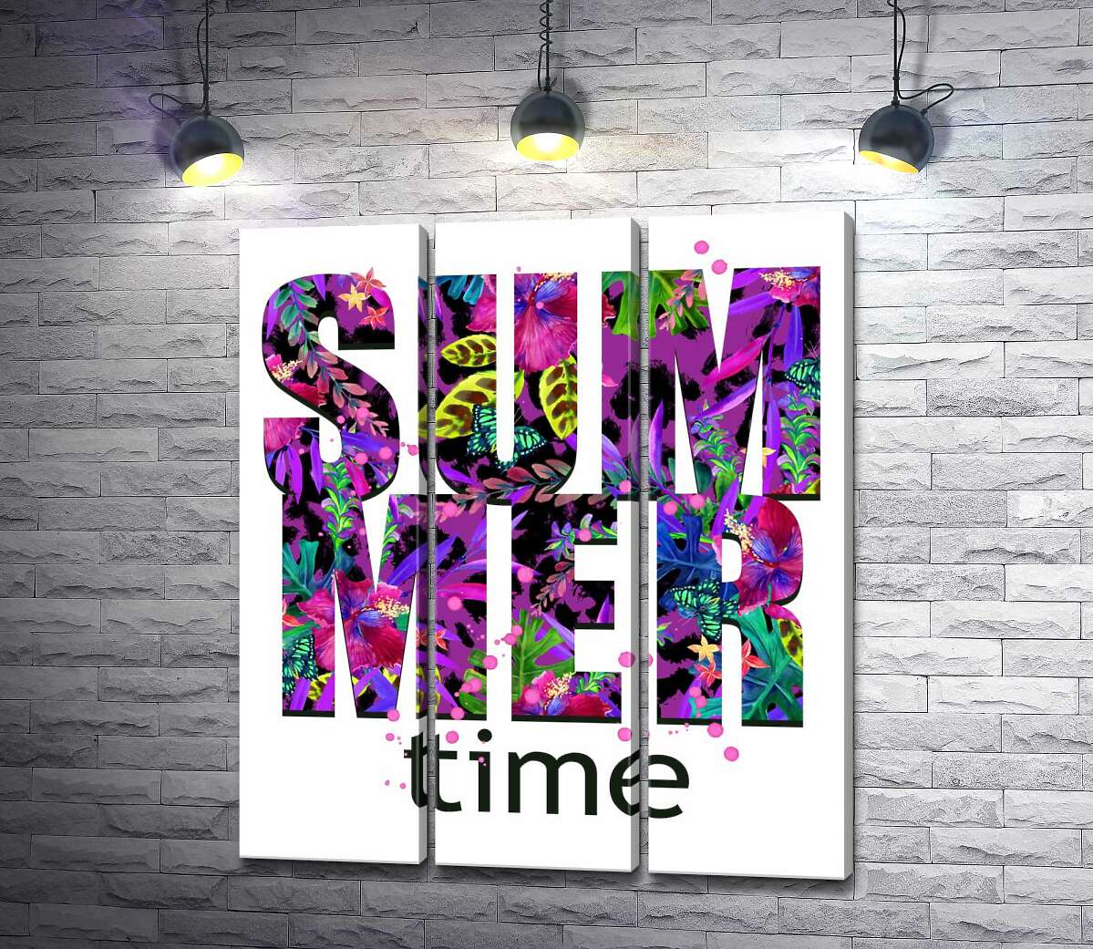 

Модульная картина ArtPoster Рисунок цветочной клумбы в фиолетовых тонах на буквах "summertime" 60x71 см Модуль №11