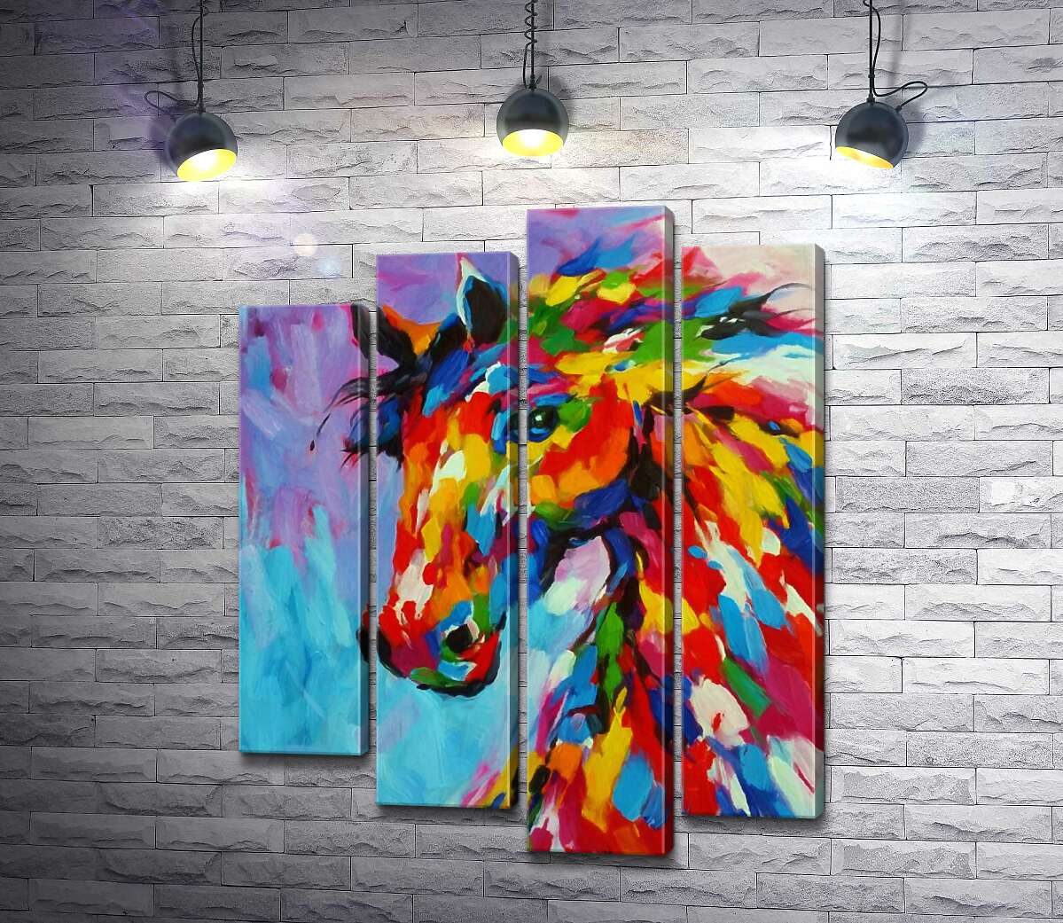 

Модульная картина ArtPoster Радужная грива коня игриво развевается 132x167 см Модуль №21