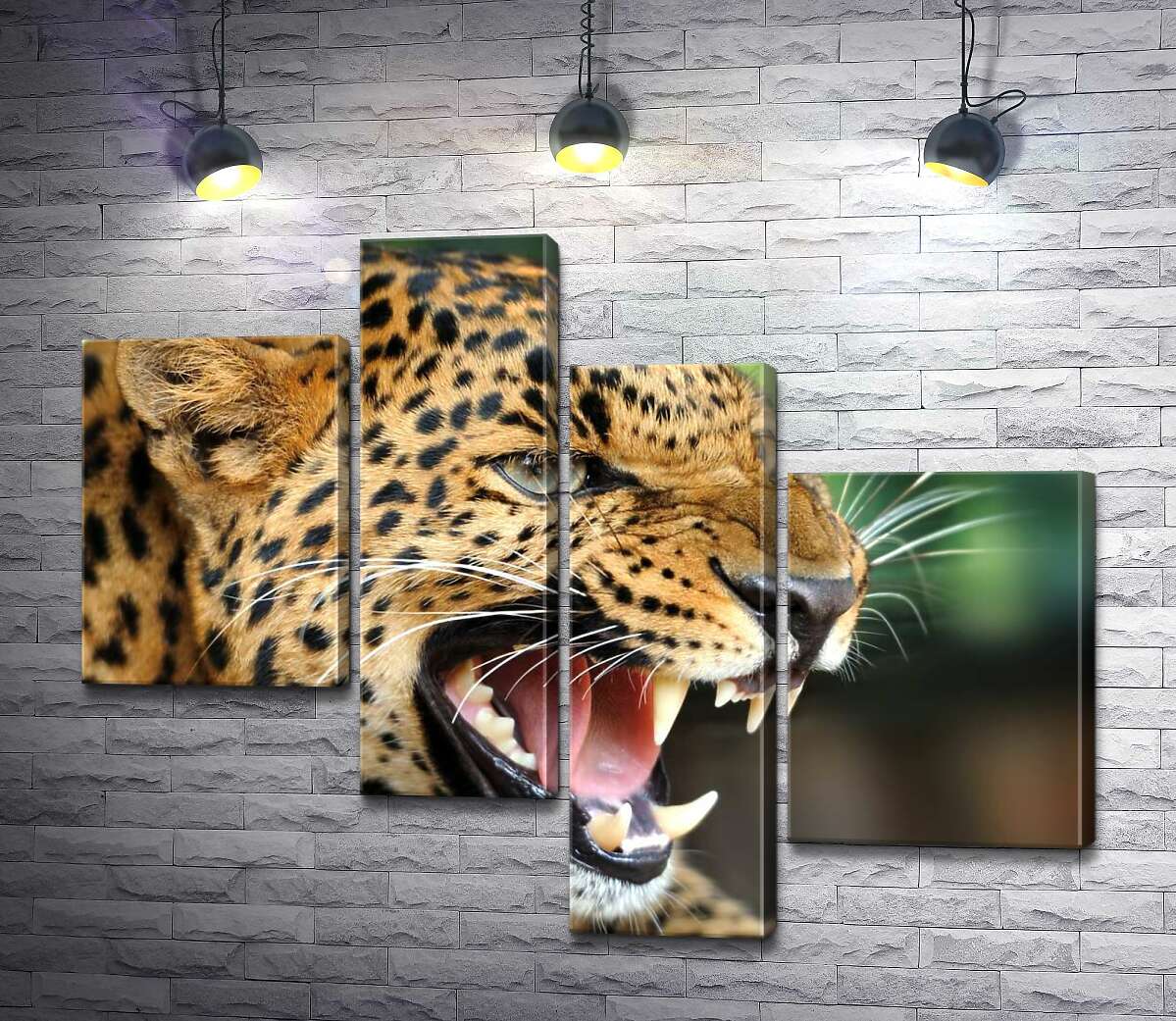 

Модульная картина ArtPoster Разъяренный ягуар скалит зубы 100x80 см Модуль №20