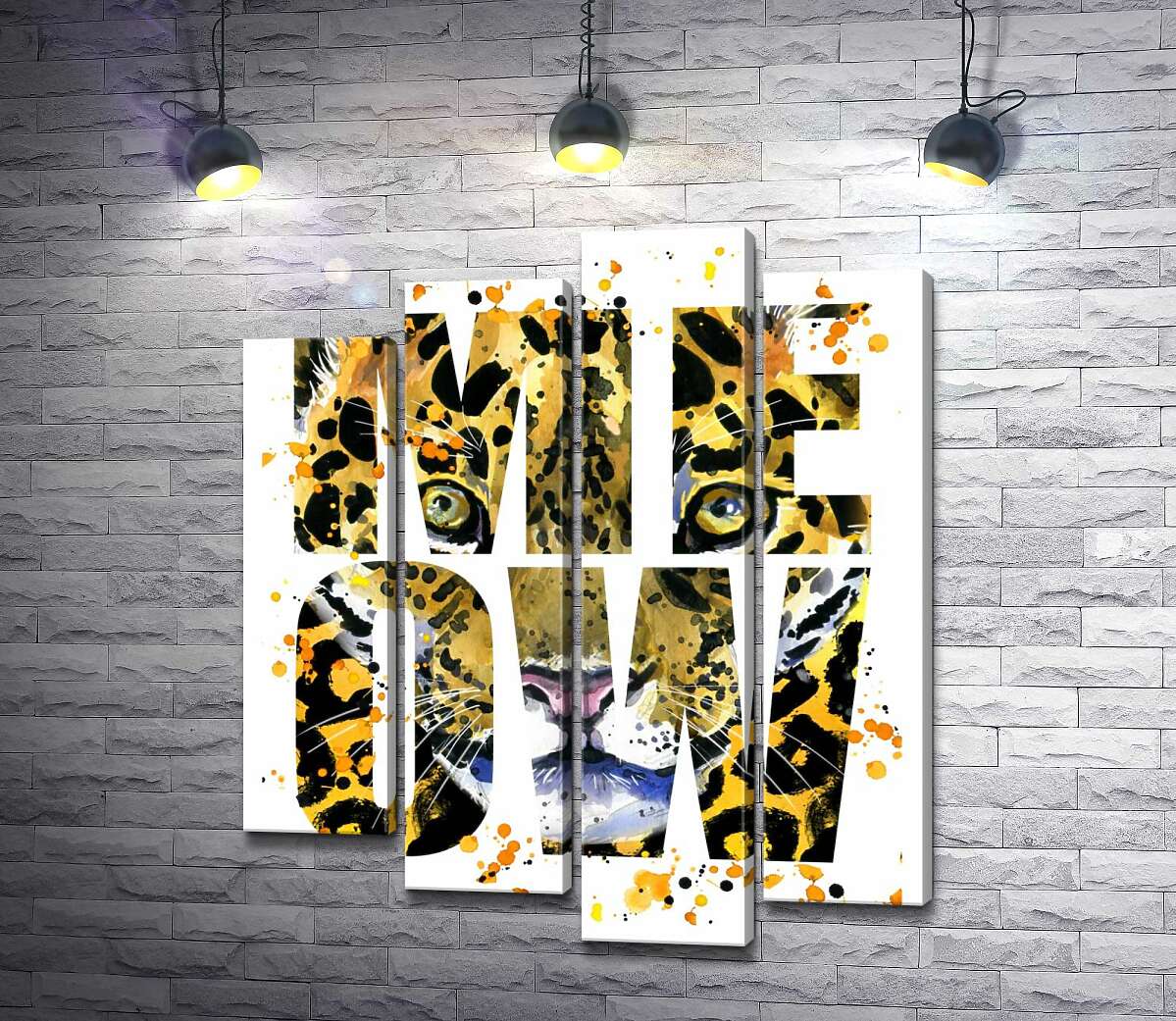 

Модульная картина ArtPoster Пятнистый силуэт леопарда в буквах "meow" 132x156 см Модуль №21
