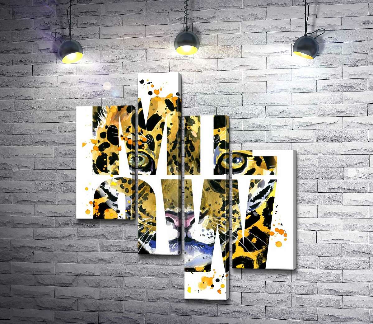 

Модульная картина ArtPoster Пятнистый силуэт леопарда в буквах "meow" 100x119 см Модуль №20