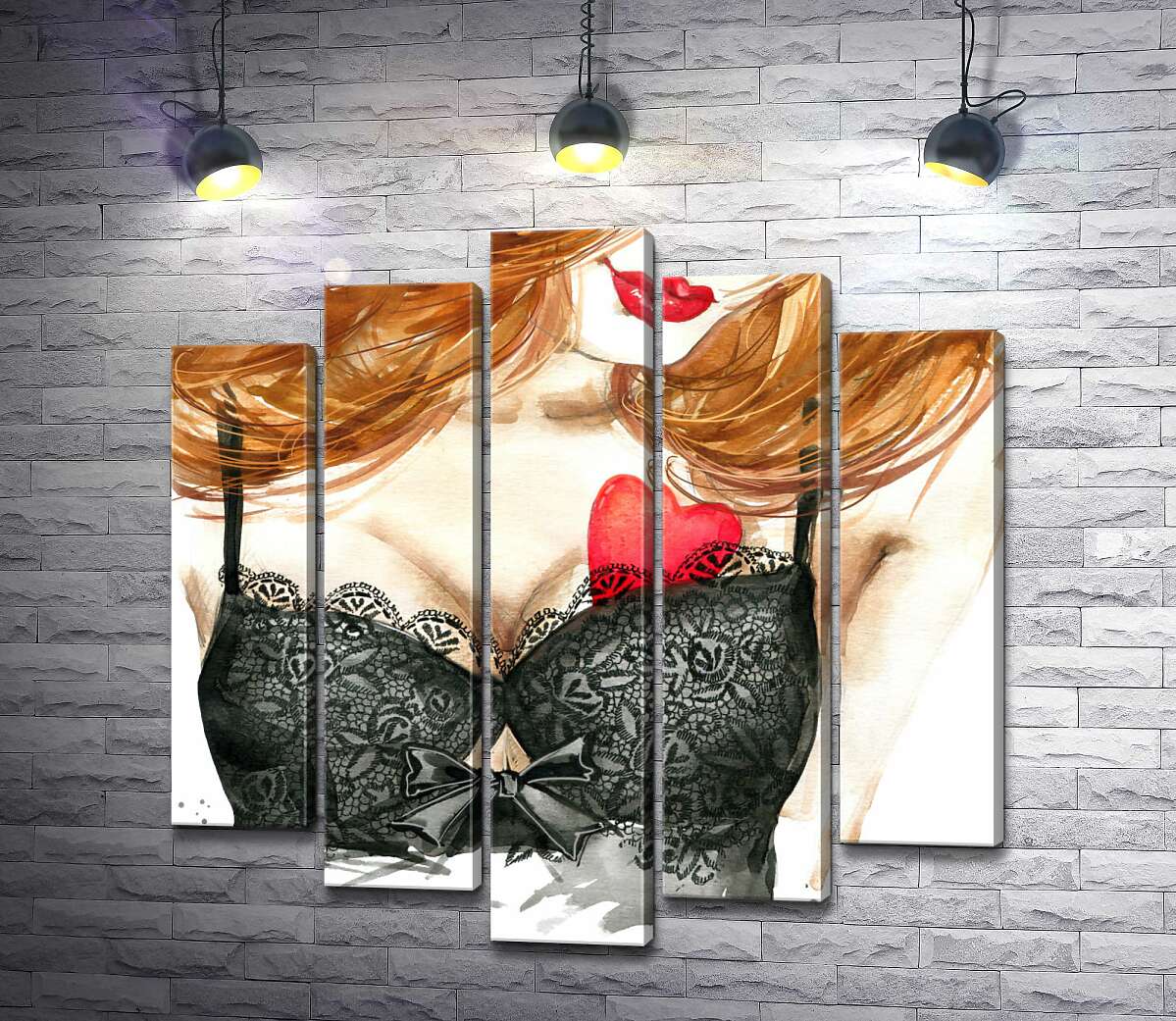 

Модульная картина ArtPoster Сердце притаилось на груди рыжеволосой красавицы 130x132 см Модуль №26