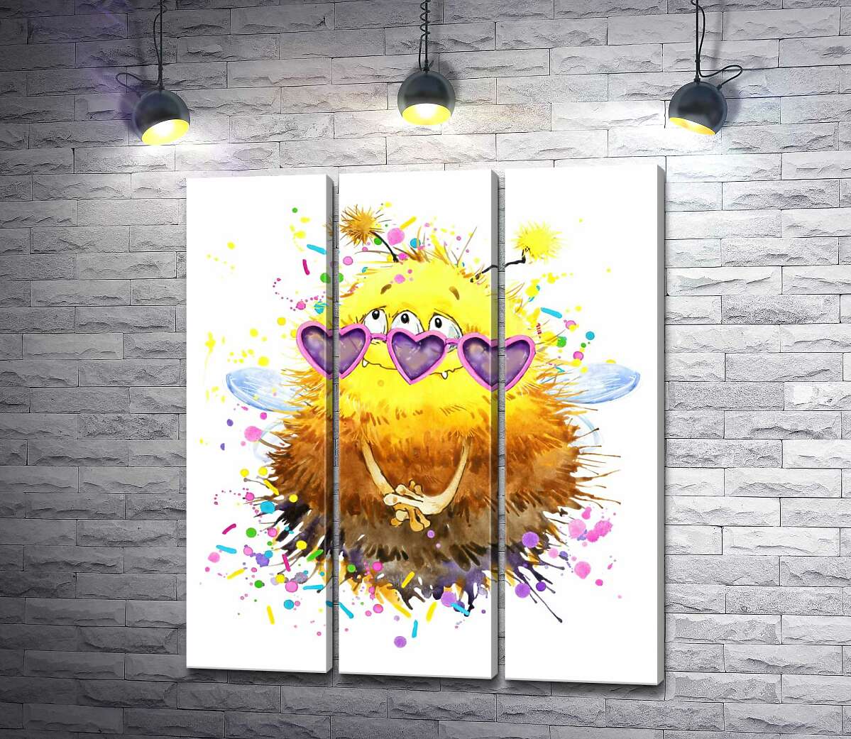 

Модульная картина ArtPoster Пушистый монстр-пчелка с крыльями в розовых очках 102x118 см Модуль №11