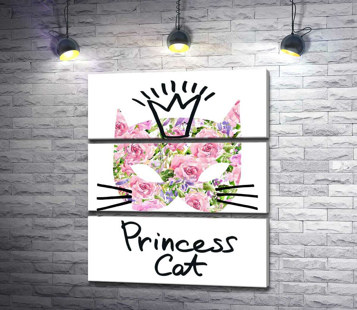 

Модульная картина ArtPoster Розовая маска кота с надписью "princess cat" 51x60 см Модуль №13