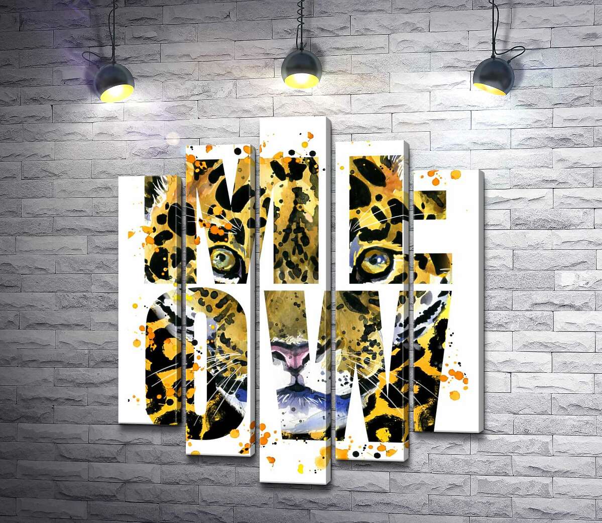 

Модульная картина ArtPoster Пятнистый силуэт леопарда в буквах "meow" 130x156 см Модуль №26