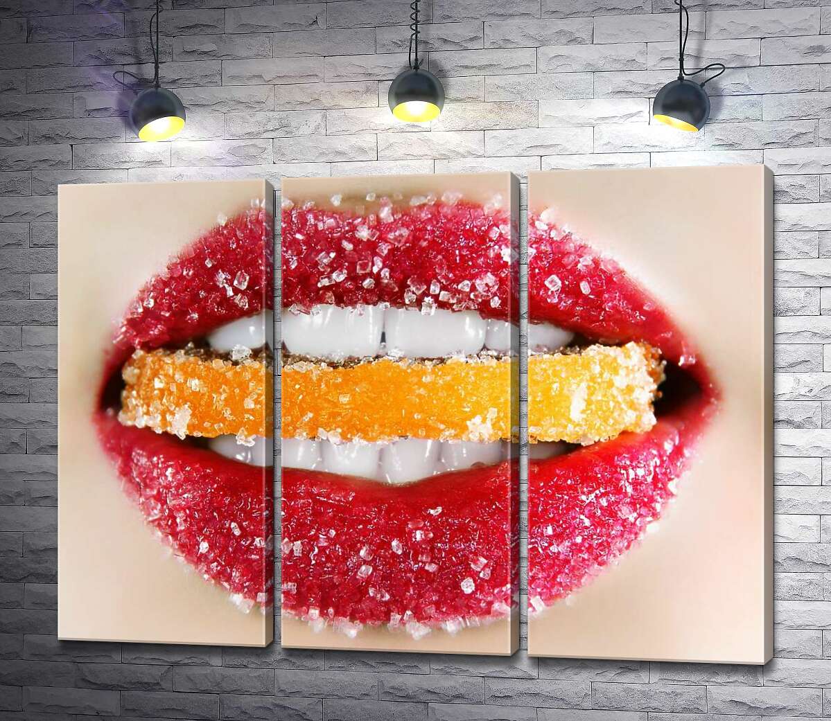 

Модульная картина ArtPoster Сахарные губы кусают апельсиновый мармелад 102x75 см Модуль №11