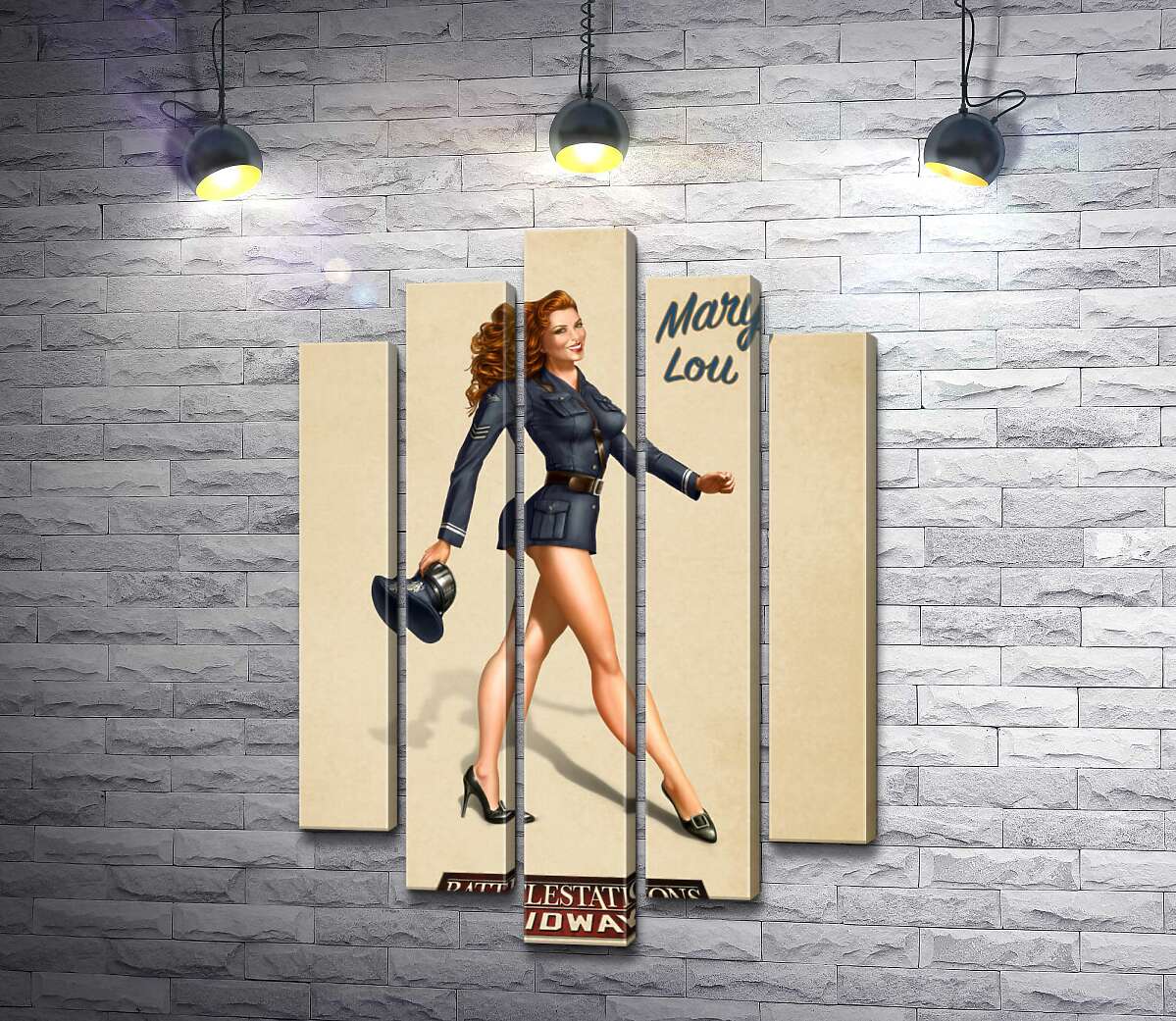 

Модульная картина ArtPoster Рыжеволосая Мэри Лу в форме летчицы 130x197 см Модуль №26