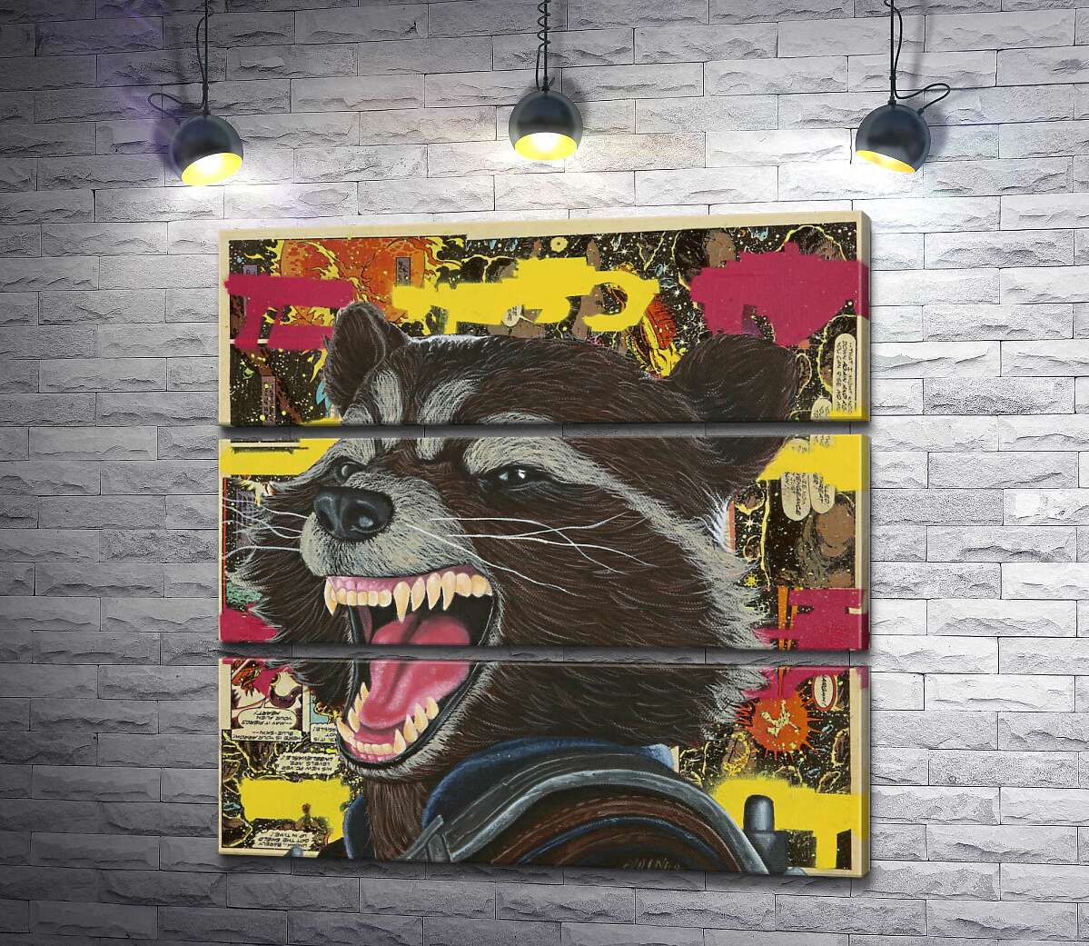 

Модульная картина ArtPoster Ракетный енот (Rocket raccoon) скалит зубы 60x60 см Модуль №13