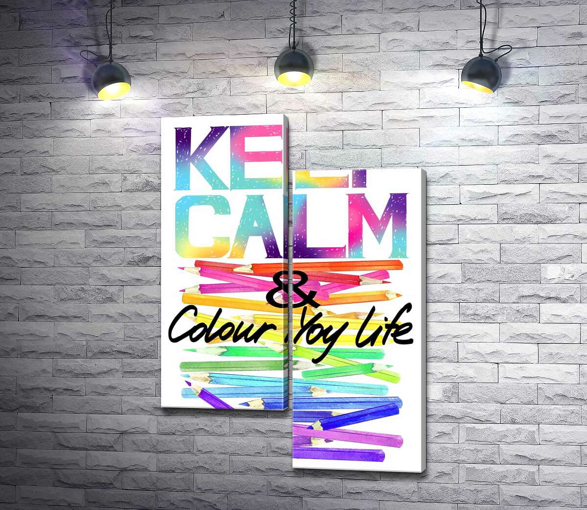 

Модульная картина ArtPoster Радужные карандаши с надписью "keep calm and colour your life" 50x74 см Модуль №5