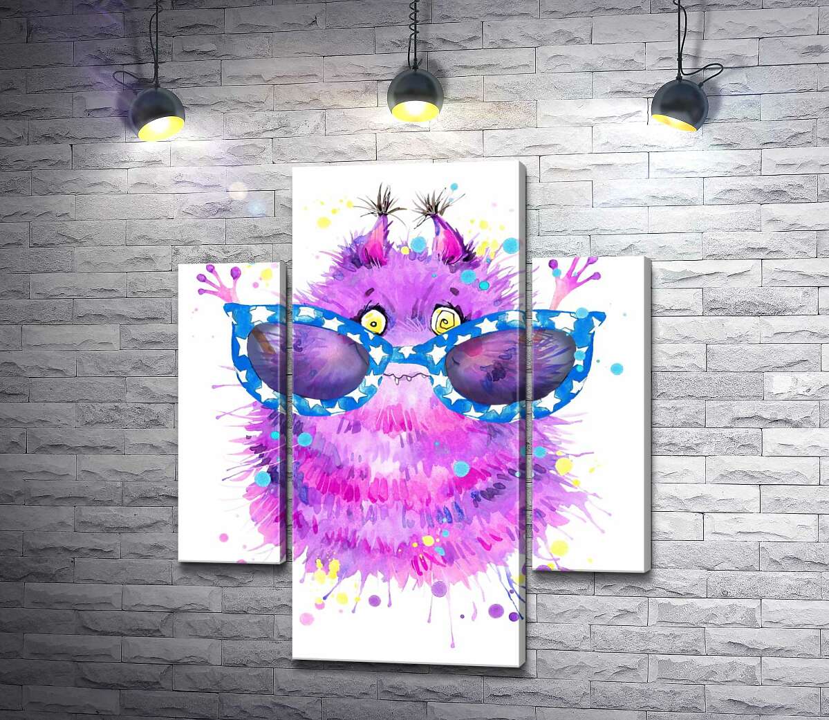 

Модульная картина ArtPoster Пушистый фиолетовый монстр в больших синих очках 80x95 см Модуль №7