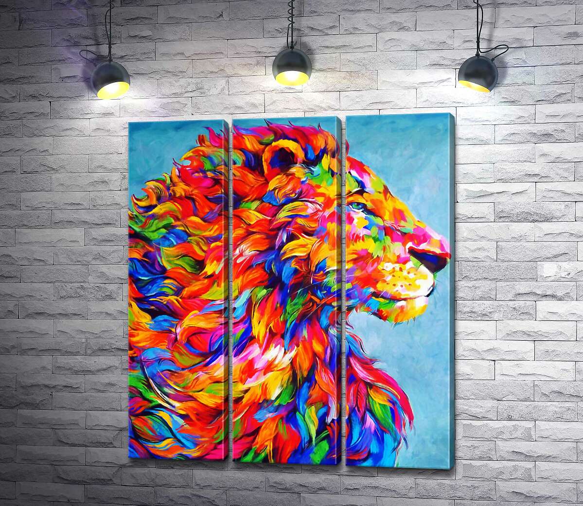 

Модульная картина ArtPoster Радужная грива мощного профиля льва 60x71 см Модуль №11