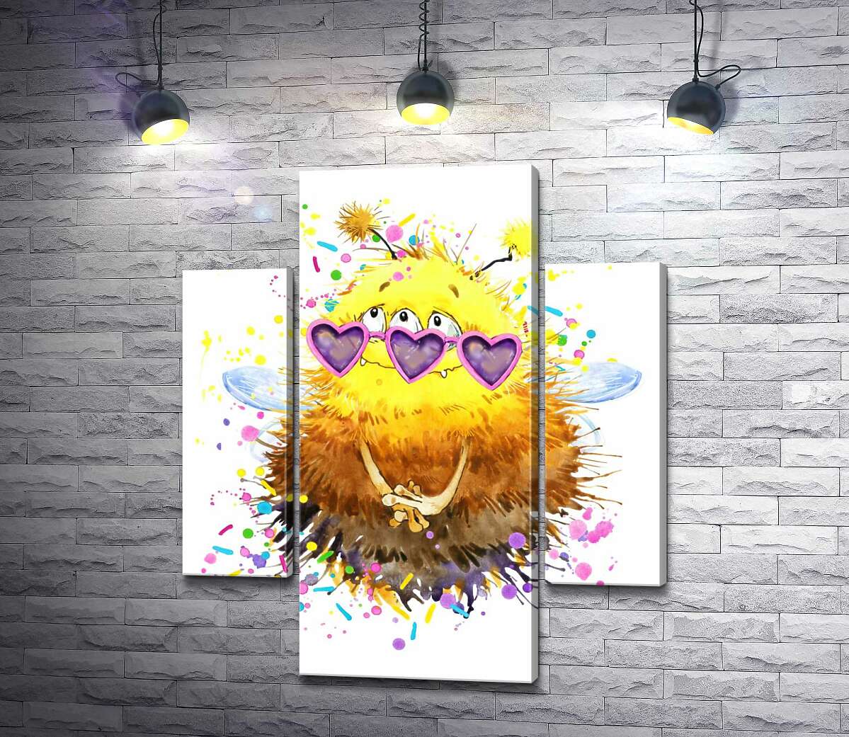

Модульная картина ArtPoster Пушистый монстр-пчелка с крыльями в розовых очках 80x95 см Модуль №7