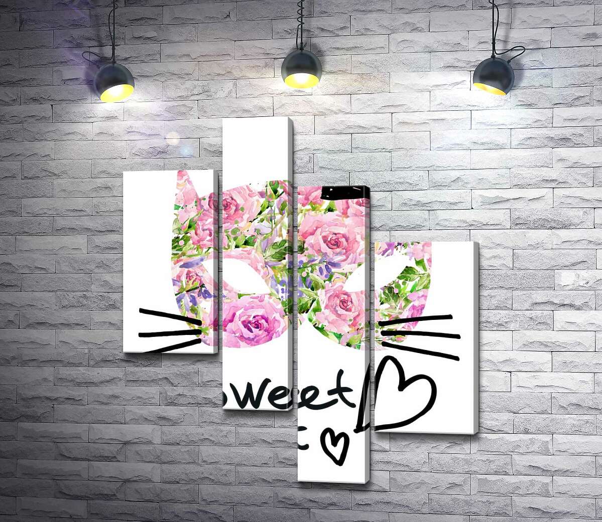 

Модульная картина ArtPoster Розовая маска котика с надписью "sweet cat" 130x155 см Модуль №20