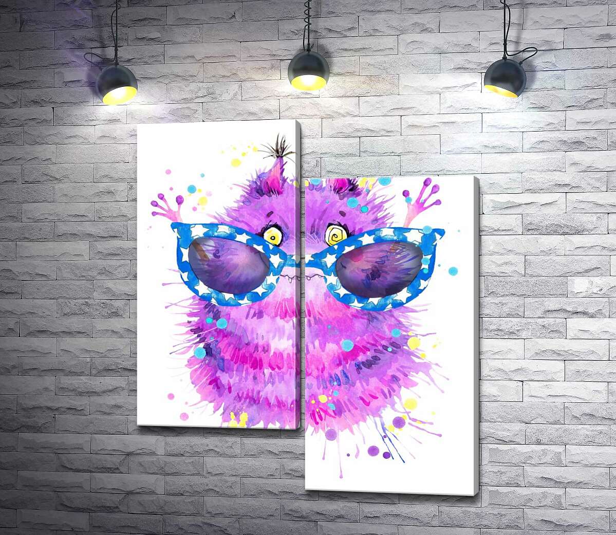 

Модульная картина ArtPoster Пушистый фиолетовый монстр в больших синих очках 50x60 см Модуль №5