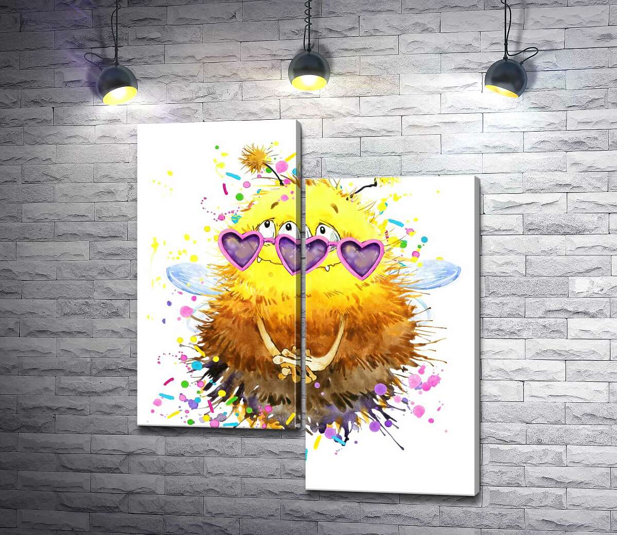 

Модульная картина ArtPoster Пушистый монстр-пчелка с крыльями в розовых очках 50x60 см Модуль №5