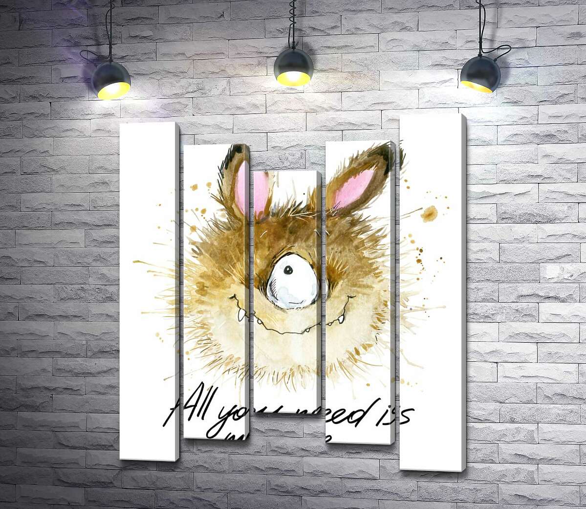 

Модульная картина ArtPoster Пушистый циклоп с заячьими ушами и надписью "all you need is monster" 100x120 см Модуль №28