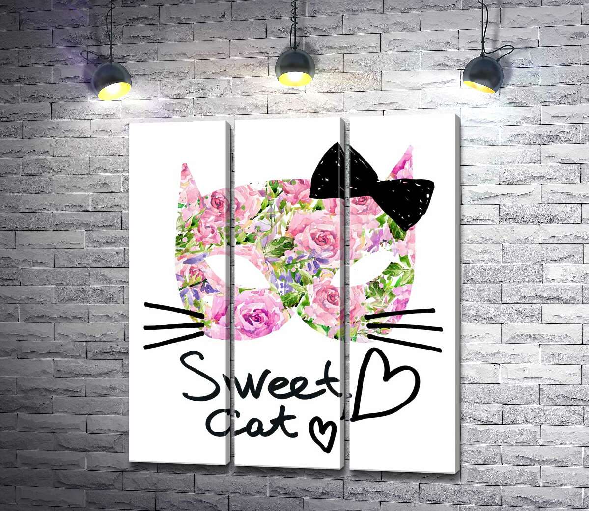 

Модульная картина ArtPoster Розовая маска котика с надписью "sweet cat" 102x118 см Модуль №11