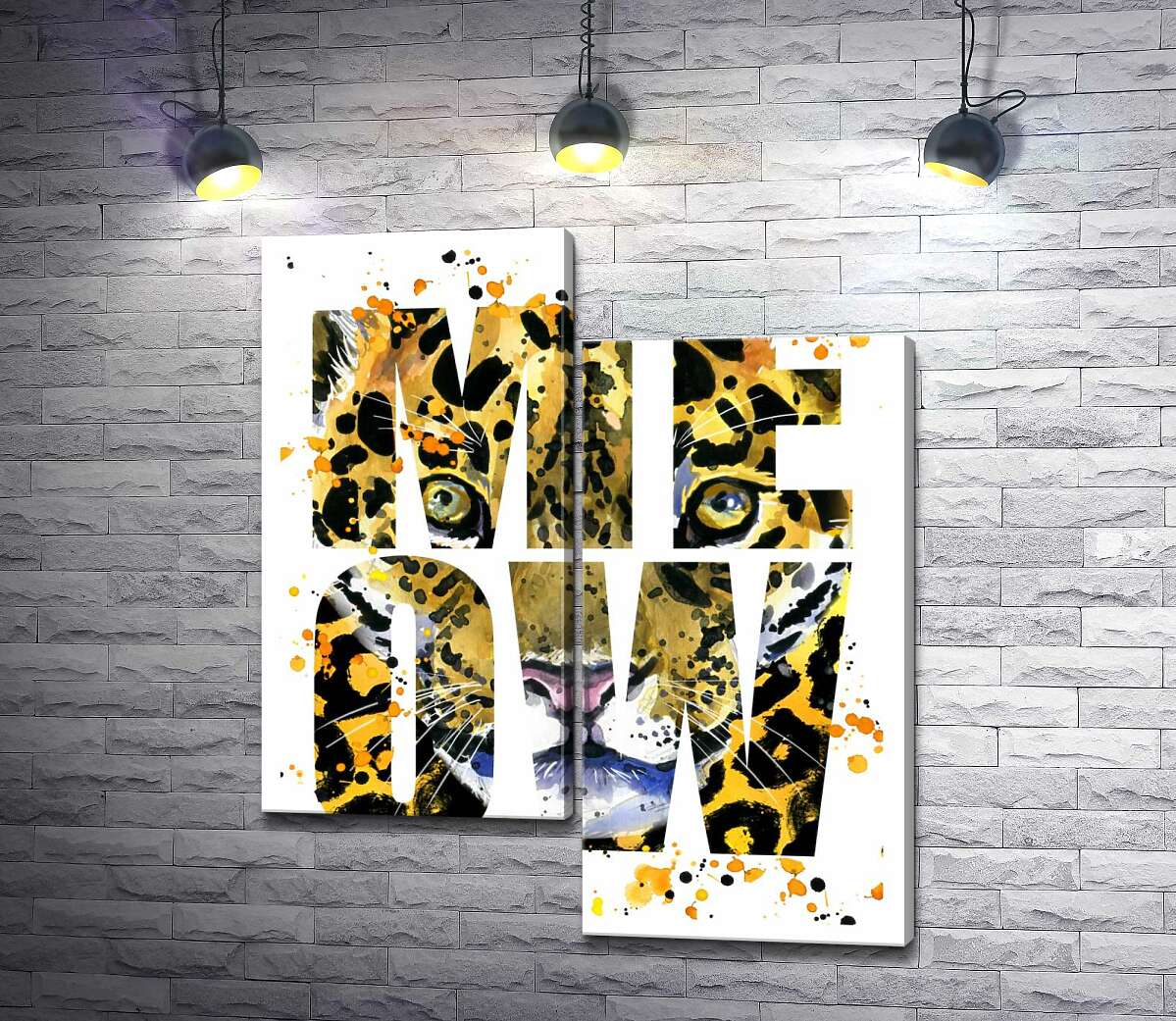 

Модульная картина ArtPoster Пятнистый силуэт леопарда в буквах "meow" 130x155 см Модуль №5