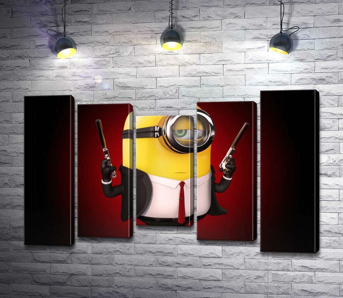 

Модульная картина ArtPoster Самоуверенный миньон Хитман (Hitman minion) в костюме с пистолетами 130x83 см Модуль №28