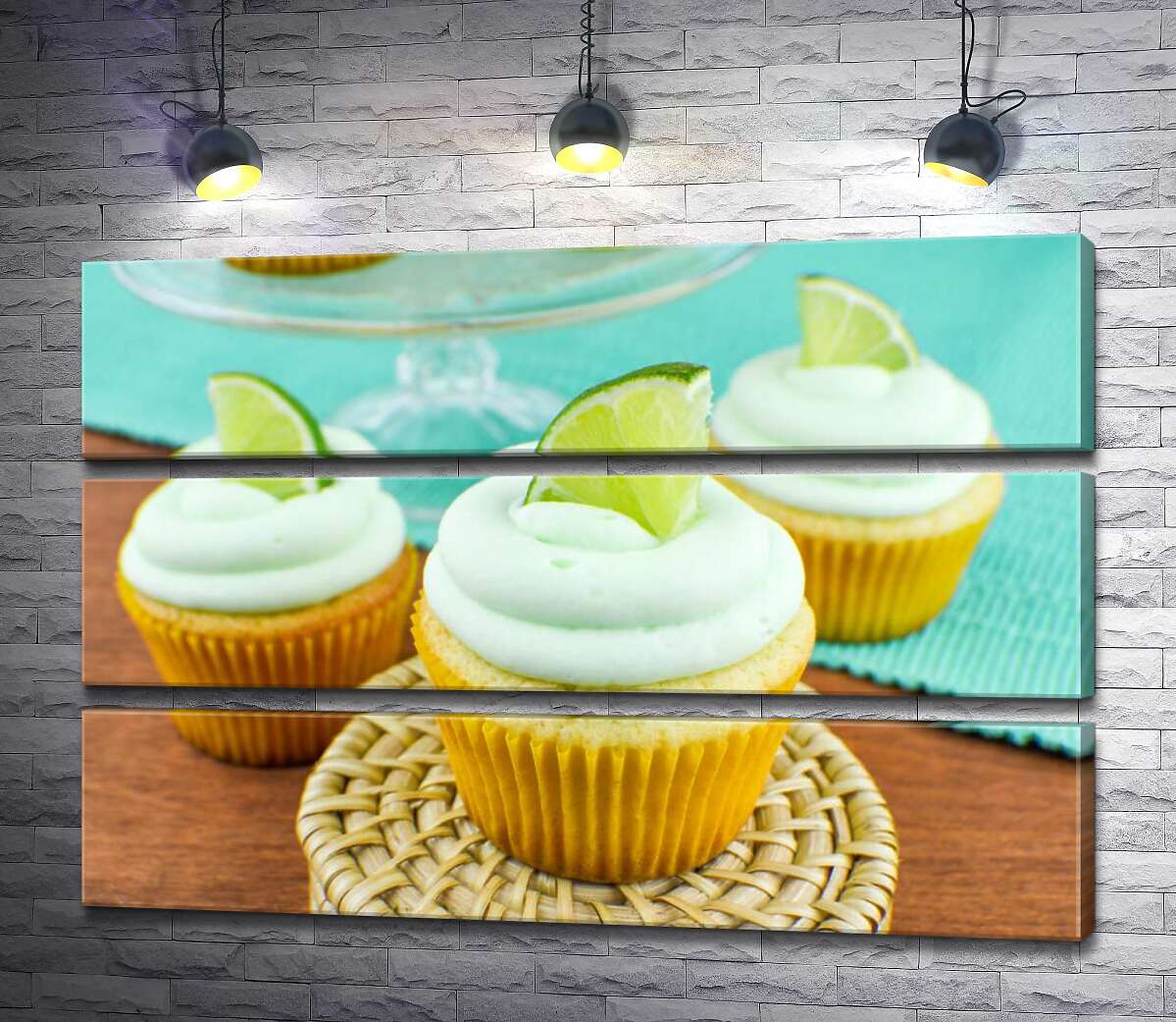 

Модульная картина ArtPoster Пышные кексы со сливочным кремом и лаймом 100x66 см Модуль №13