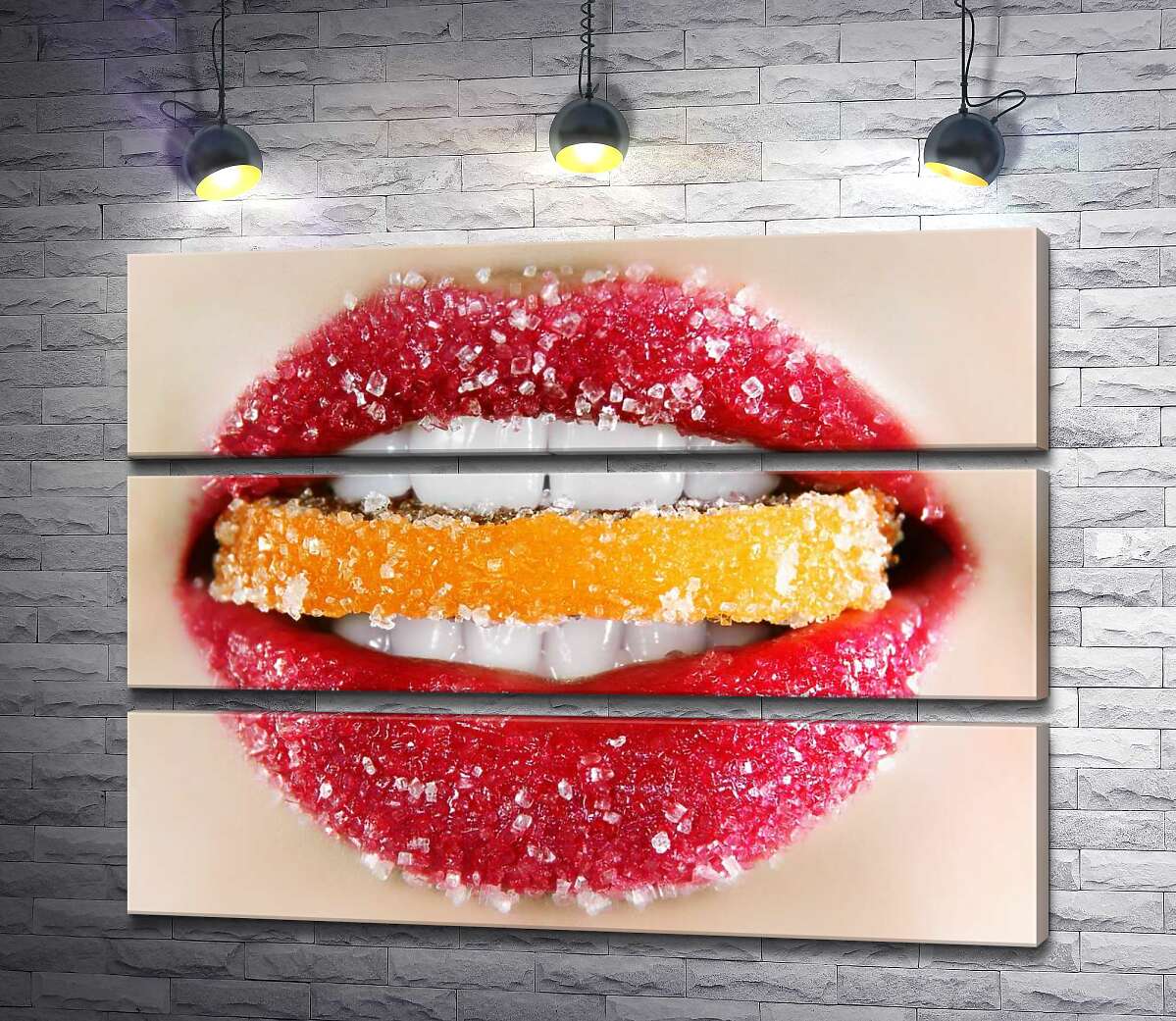 

Модульная картина ArtPoster Сахарные губы кусают апельсиновый мармелад 80x60 см Модуль №13