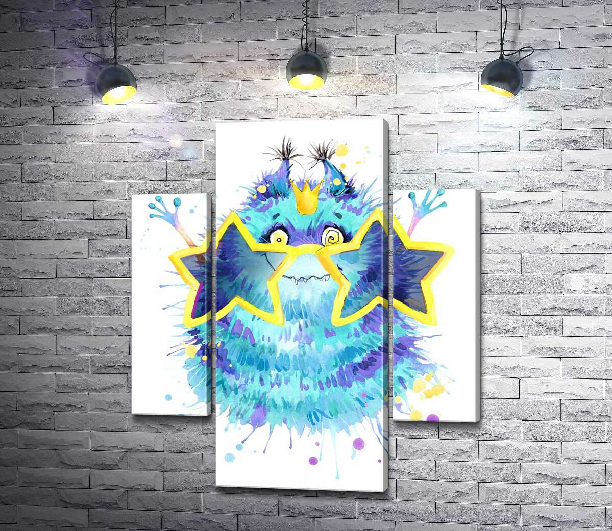 

Модульная картина ArtPoster Пушистый голубой монстр в звездных очках 131x155 см Модуль №7