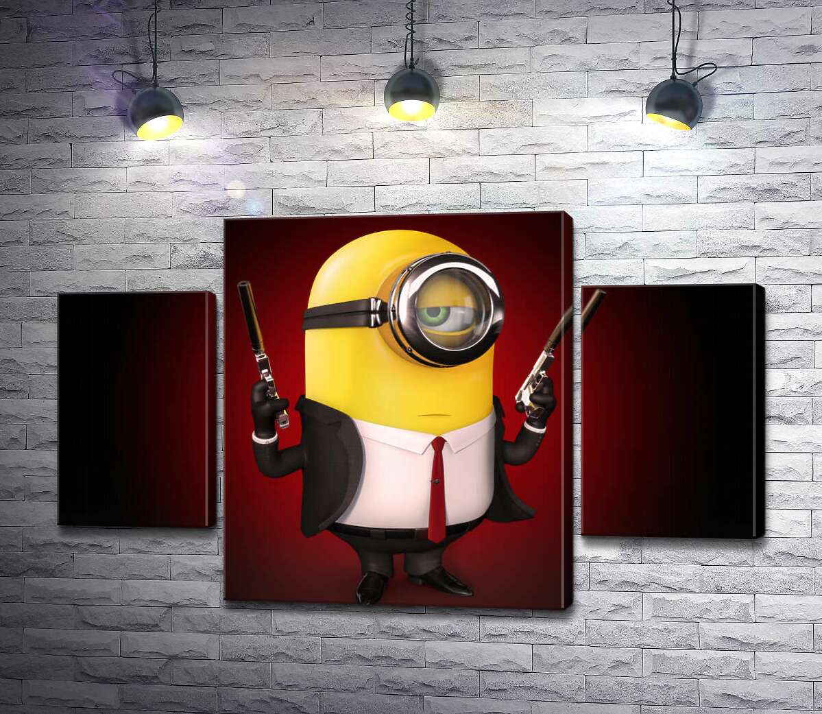 

Модульная картина ArtPoster Самоуверенный миньон Хитман (Hitman minion) в костюме с пистолетами 131x83 см Модуль №7