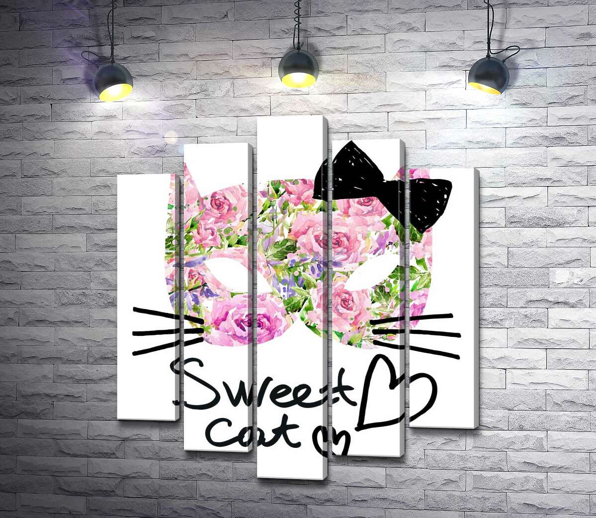 

Модульная картина ArtPoster Розовая маска котика с надписью "sweet cat" 130x156 см Модуль №26