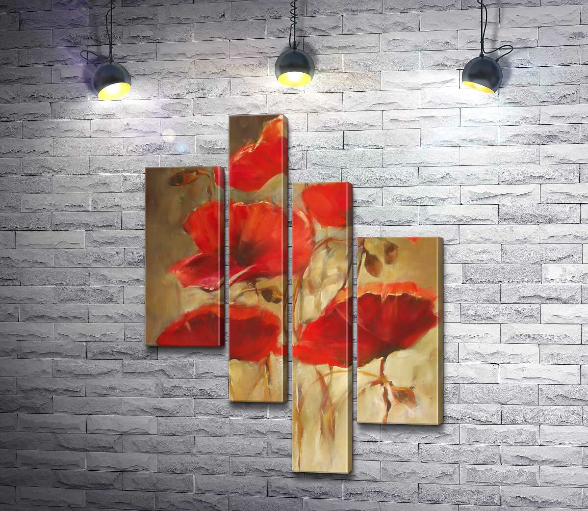 

Модульная картина ArtPoster Роскошные головки красных цветов мака 130x183 см Модуль №20